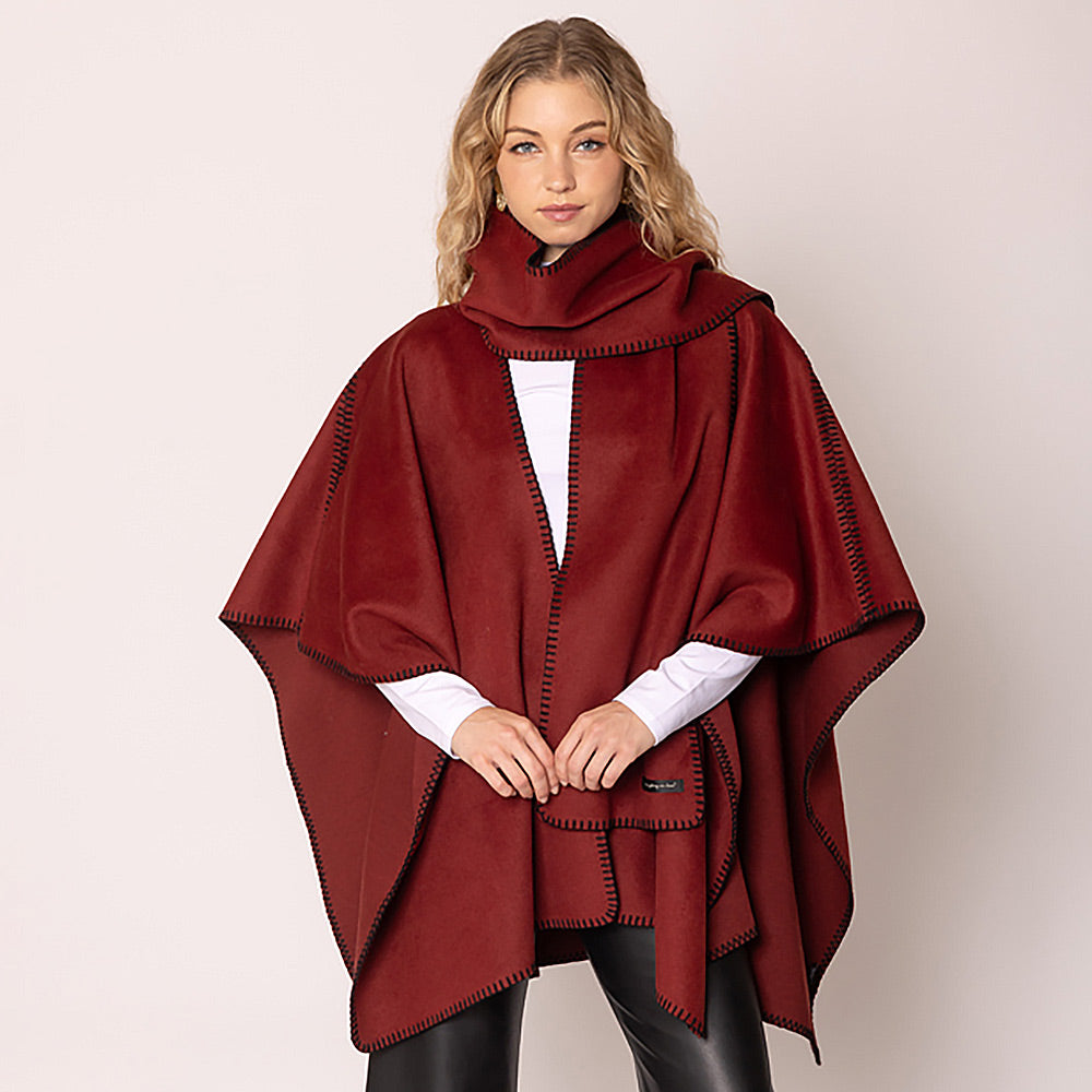 Шаль Руана Пончо TRUEDAMES, Burgundy 
Шаль Руана Пончо TRUEDAMES, Burgundy