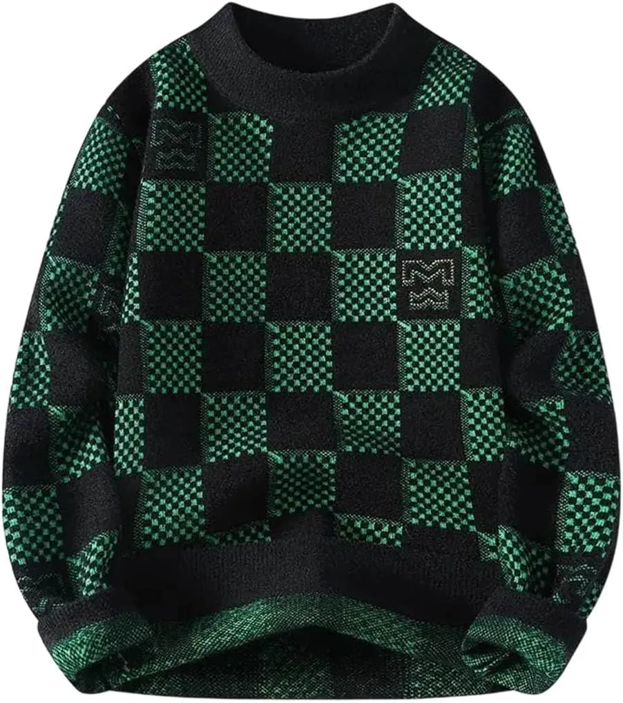 Мужской клетчатый вязаный свитер
Мужской клетчатый вязаный свитер