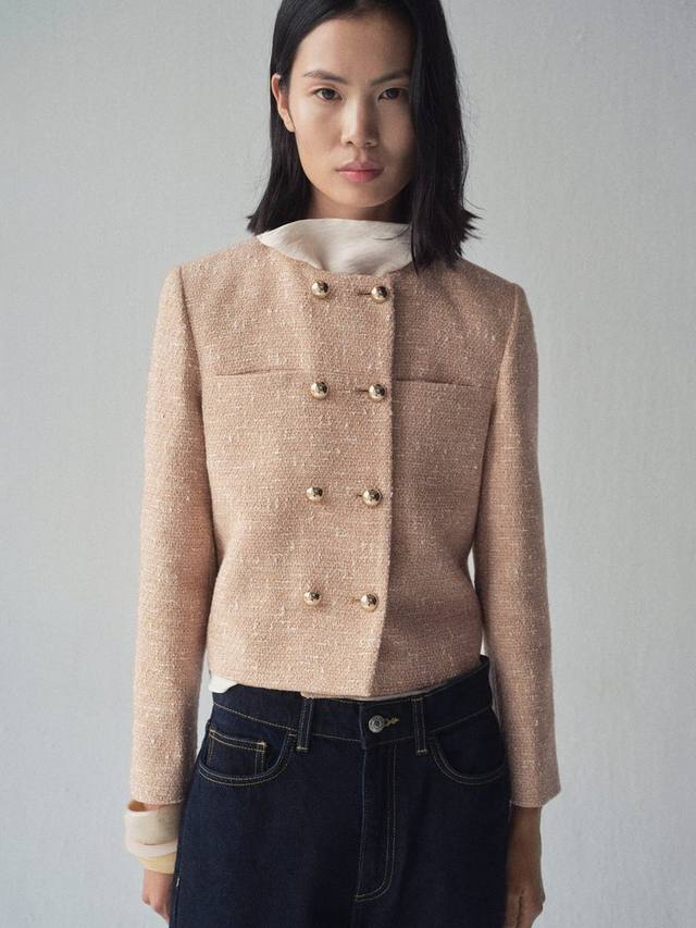 Нефритовый двубортный твидовый пиджак Mango, желто-коричневый
Нефритовый двубортный твидовый пиджак Mango, желто-коричневый