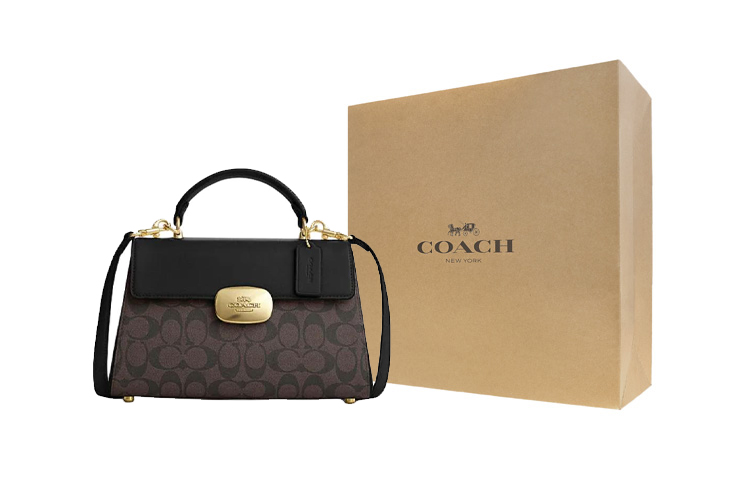 COACH Искусственная кожа с натуральной кожаной наплечная сумка через плече сумка женская коричнево-черная
COACH Искусственная кожа с натуральной кожаной наплечная сумка через плече сумка женская коричнево-черная