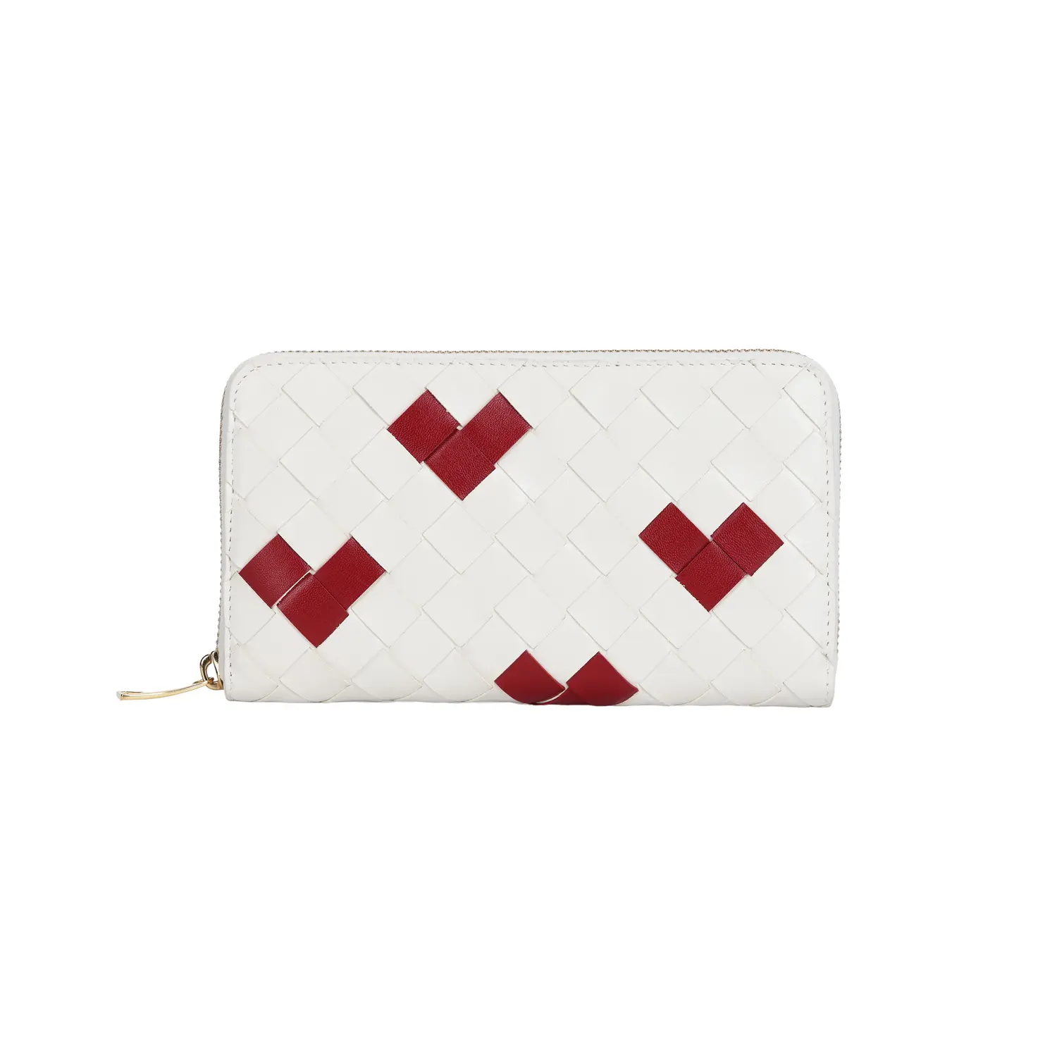 Bottega Veneta Кошелёк из телячьей кожи интреччато женский белый мел и тёмно-красный 
Bottega Veneta Кошелёк из телячьей кожи интреччато женский белый мел и тёмно-красный