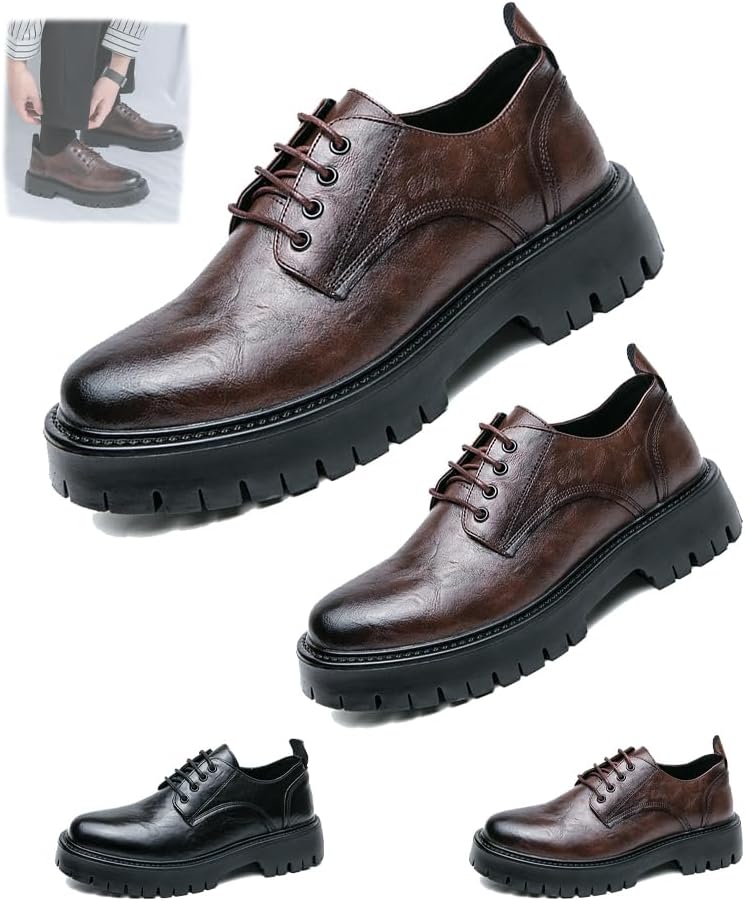 Мужские винтажные кожаные туфли с шнуровкой на платформе, мужские туфли-оксфорды на толстой подошве, нескользящие, водонепроницаемые, для делового и официального стиля Generic, коричневый
Мужские винтажные кожаные туфли с шнуровкой на платформе, мужские туфли-оксфорды на толстой подошве, нескользящие, водонепроницаемые, для делового и официального стиля Generic, коричневый