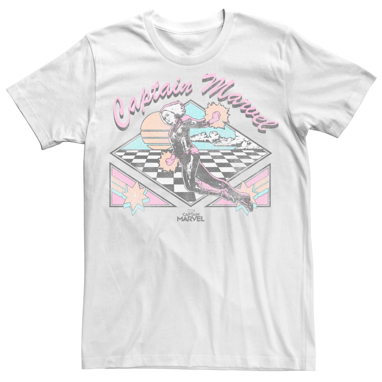 Мужская летающая футболка в клетку в стиле ретро «Капитан Марвел» Marvel Licensed Character 
Мужская летающая футболка в клетку в стиле ретро «Капитан Марвел» Marvel Licensed Character
