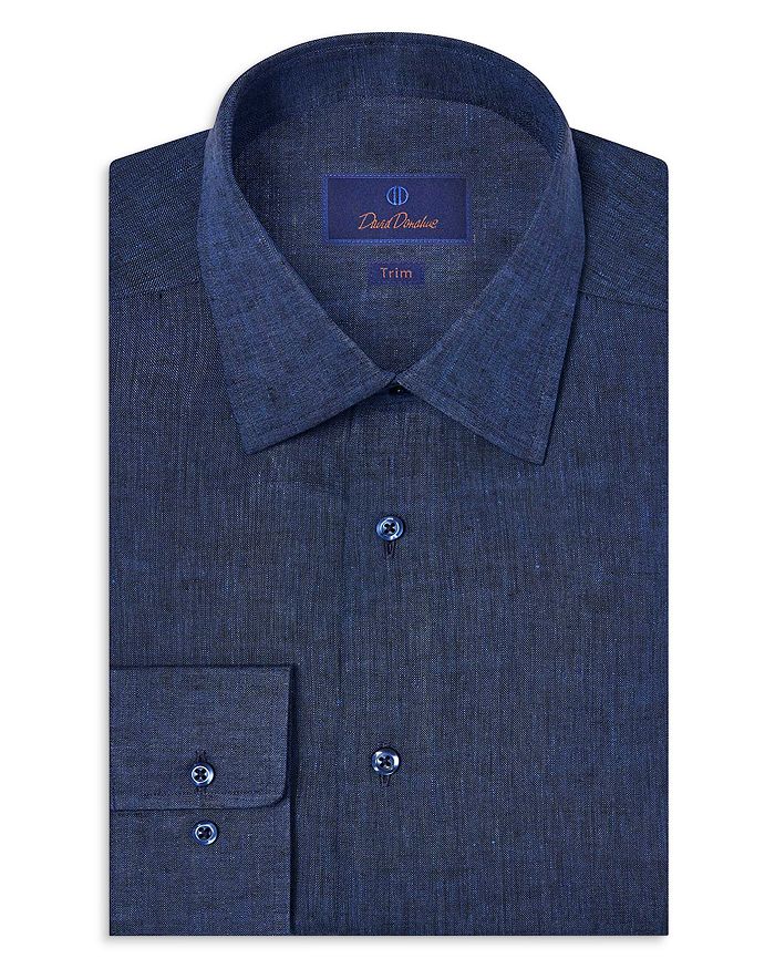 Рубашка классического кроя из льна, однотонная David Donahue, синий
Рубашка классического кроя из льна, однотонная David Donahue, синий