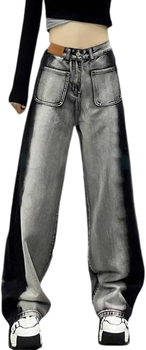 MLAFE Loose Straight Leg Jeans для женщин, серо-черные, Wide Leg
MLAFE Loose Straight Leg Jeans для женщин, серо-черные, Wide Leg