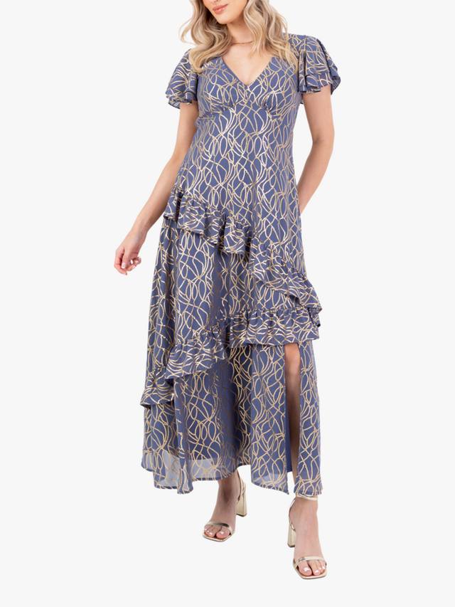 Платье миди с рукавами-фонариками и абстрактным фольгированным принтом Lovedrobe, Blue/Gold
Платье миди с рукавами-фонариками и абстрактным фольгированным принтом Lovedrobe, Blue/Gold