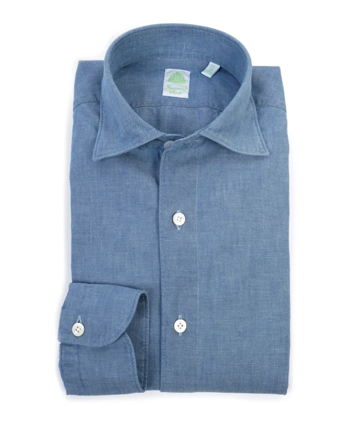 Рубашка из денима из шамбре Tokyo line Finamore, синий
Рубашка из денима из шамбре Tokyo line Finamore, синий