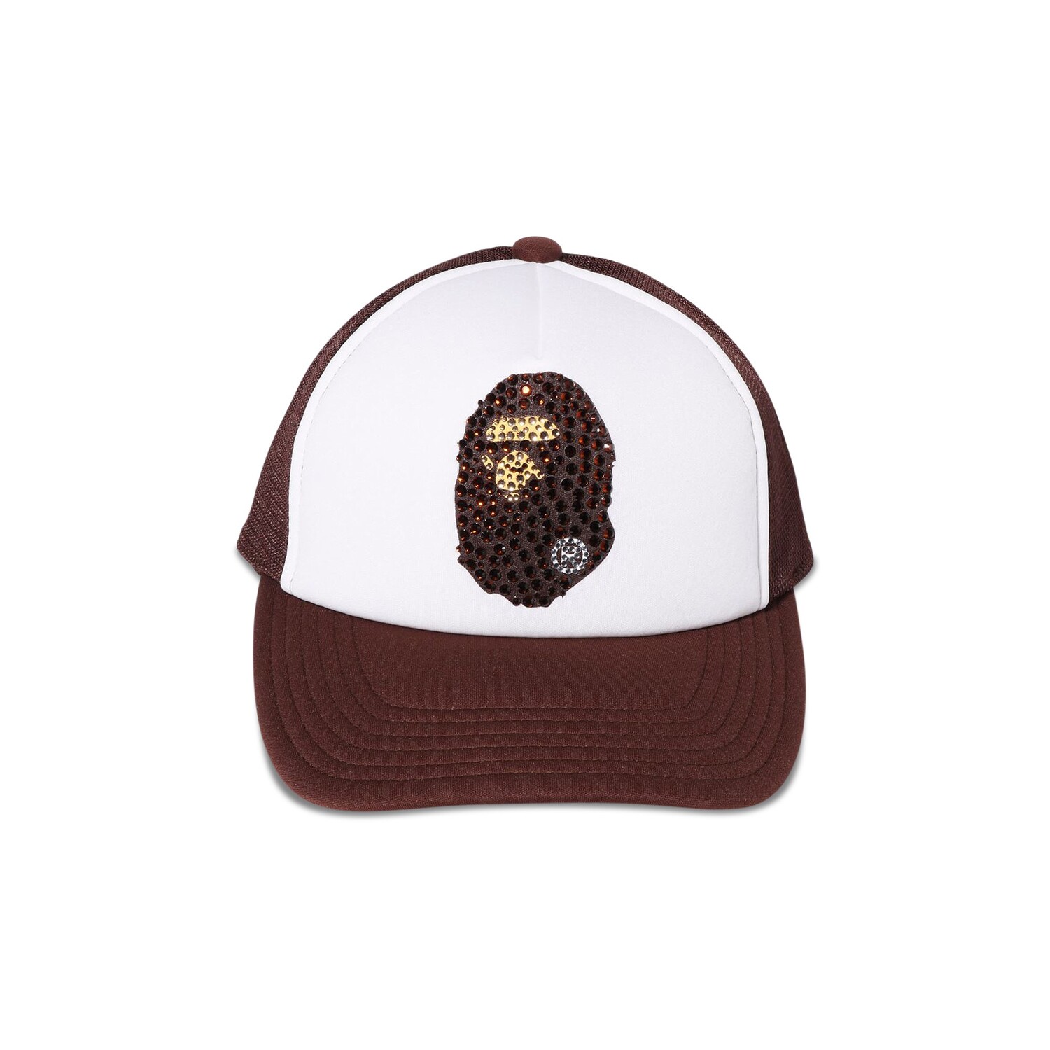 BAPE Кепка из сетки с кристаллами и камнями Ape Head, коричневая
BAPE Кепка из сетки с кристаллами и камнями Ape Head, коричневая