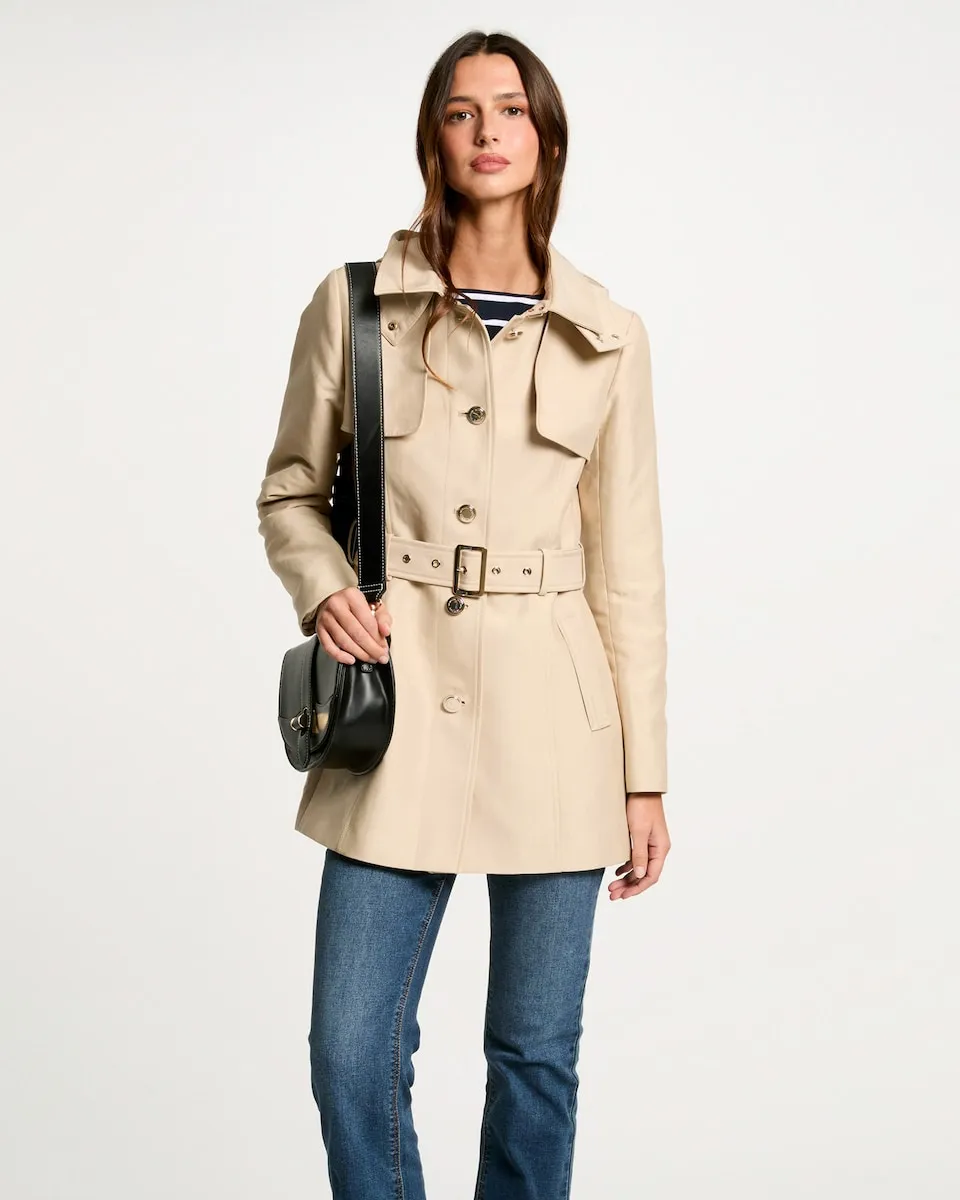 Женский тренч с капюшоном и поясом Morgan, бежевый 
Женский тренч с капюшоном и поясом Morgan, бежевый