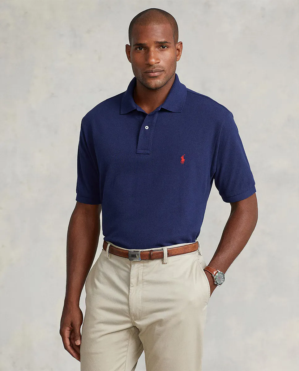 Мужская хлопковая рубашка-поло стандартного кроя больших размеров Polo Ralph Lauren, темно-синий 
Мужская хлопковая рубашка-поло стандартного кроя больших размеров Polo Ralph Lauren, темно-синий