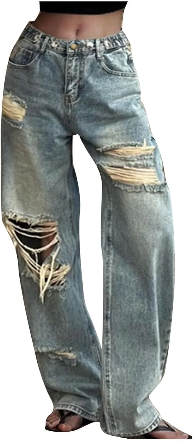 XUNRYAN Женские карго штаны багги Y2K джинсы с потертостями
XUNRYAN Женские карго штаны багги Y2K джинсы с потертостями