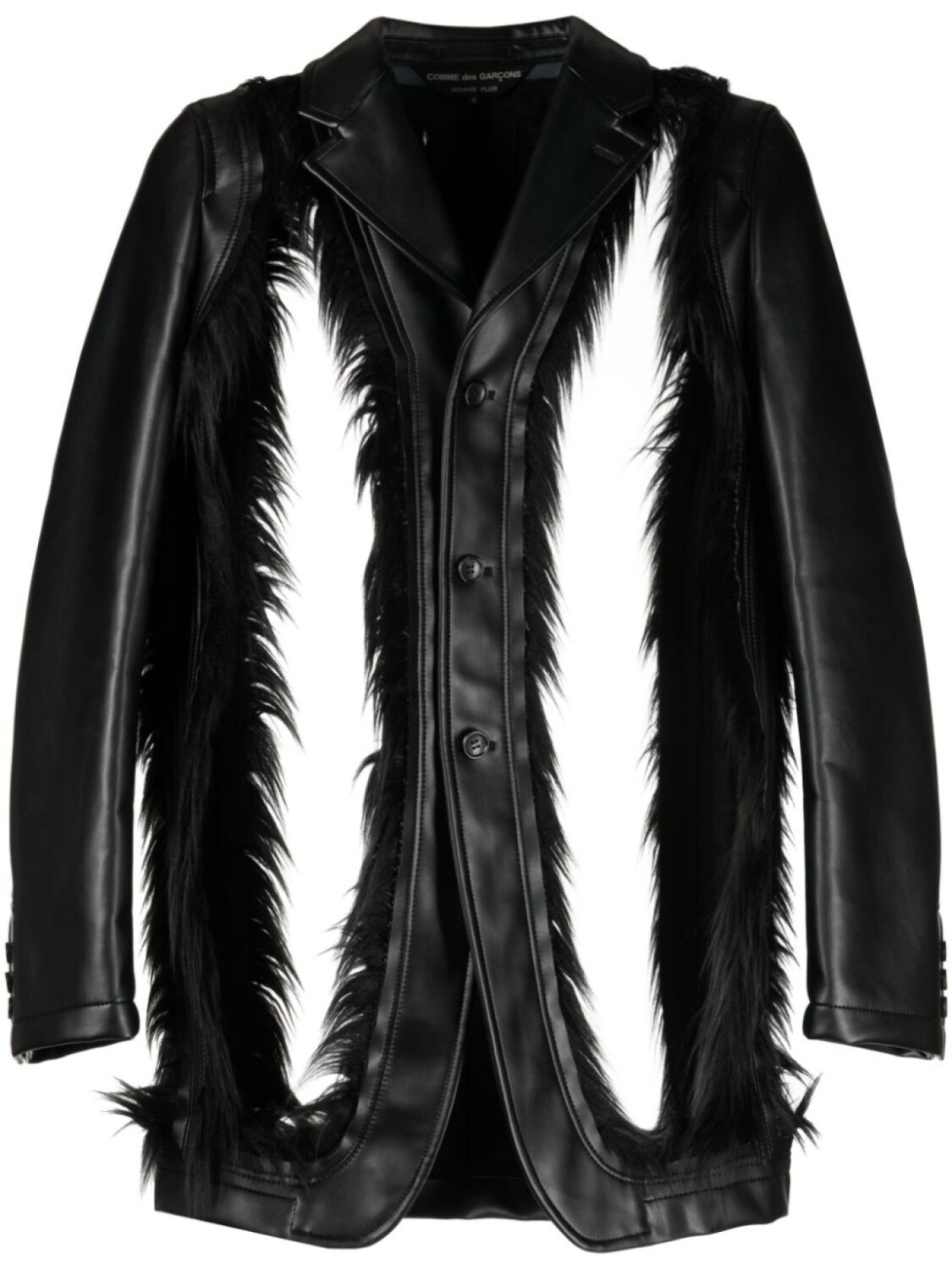 Comme des Garçons Homme Plus пиджак с искусственным мехом, черный 
Comme des Garçons Homme Plus пиджак с искусственным мехом, черный