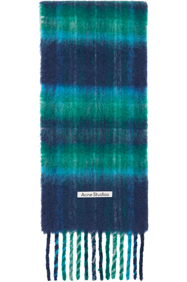 Acne Studios Сине-Зеленый клетчатый шарф из мохера
Acne Studios Сине-Зеленый клетчатый шарф из мохера