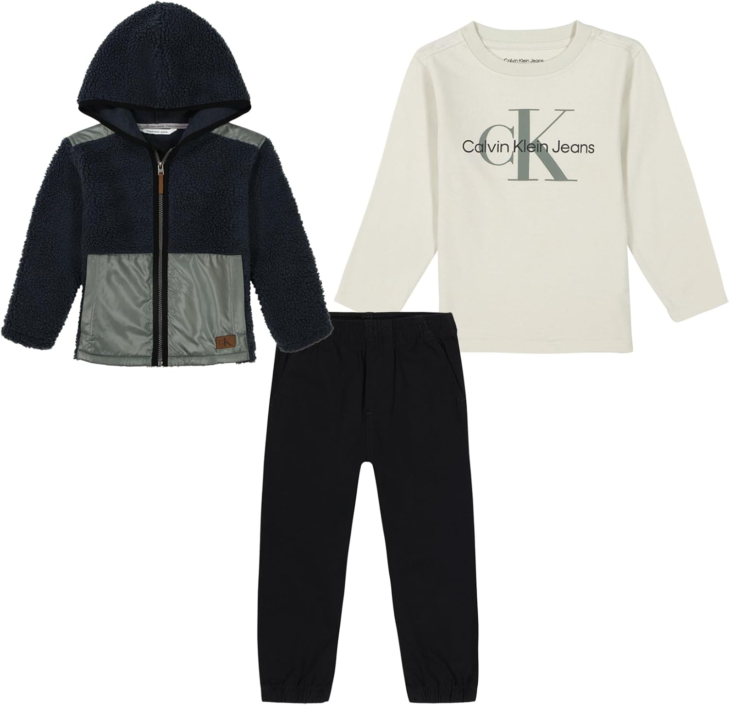 Комплект из 3 предметов: жакет-брюки из шерпы Calvin Klein для мальчиков, Molo Teal/Castor Gray/Nautical Stone/Deep Black
Комплект из 3 предметов: жакет-брюки из шерпы Calvin Klein для мальчиков, Molo Teal/Castor Gray/Nautical Stone/Deep Black