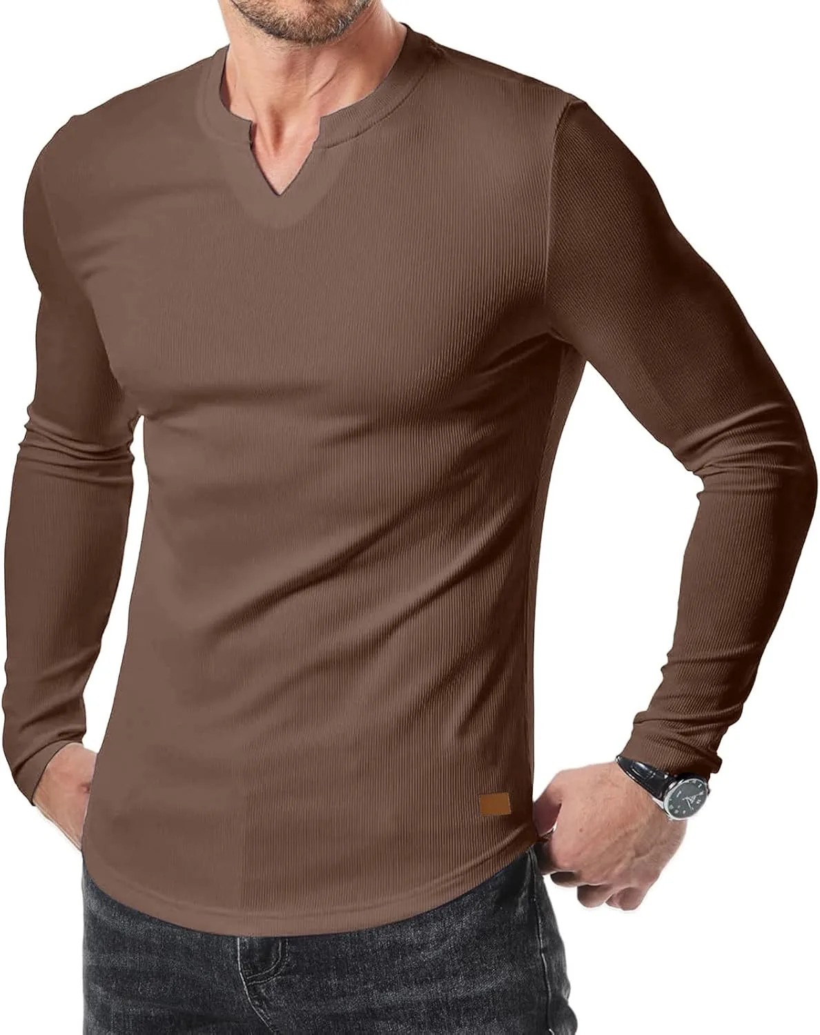 Мужская футболка с длинным рукавом и V-образным вырезом, Slim Fit, Stretch
Мужская футболка с длинным рукавом и V-образным вырезом, Slim Fit, Stretch