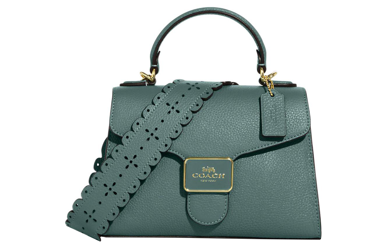 COACH Кожаная сумка через плечо маленькая женская чернильно-зеленая