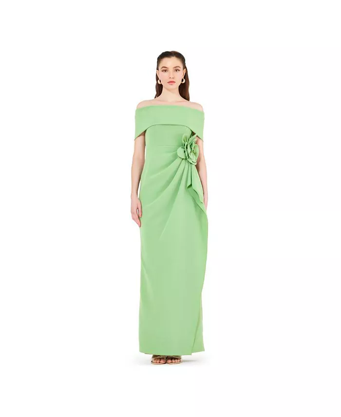 Платье с вырезом Бардо и цветочной аппликацией в складку AMRI, зеленый
Платье с вырезом Бардо и цветочной аппликацией в складку AMRI, зеленый