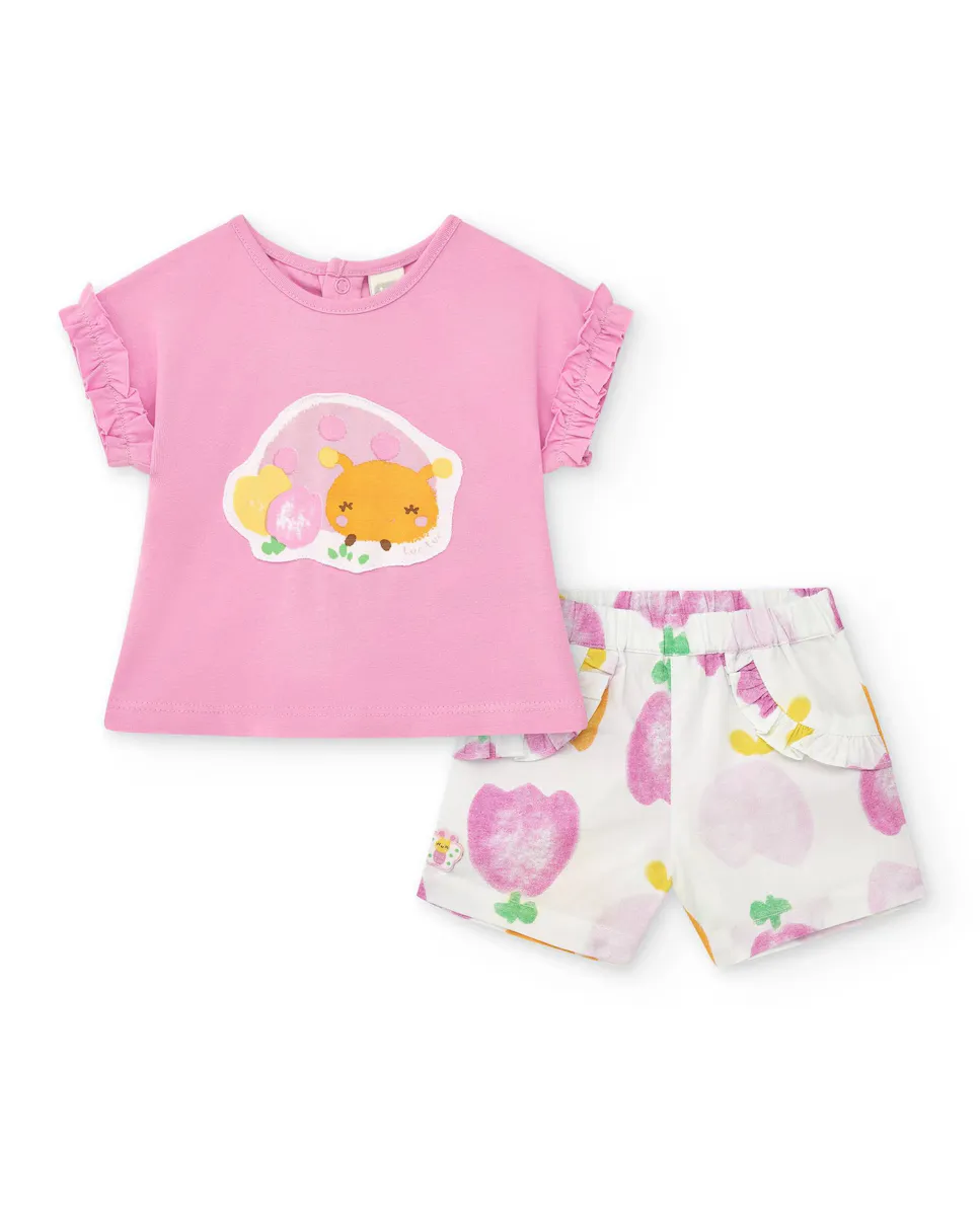Комплект для девочки с футболкой с короткими рукавами и шортами с принтом Tuc tuc, розовый
Комплект для девочки с футболкой с короткими рукавами и шортами с принтом Tuc tuc, розовый