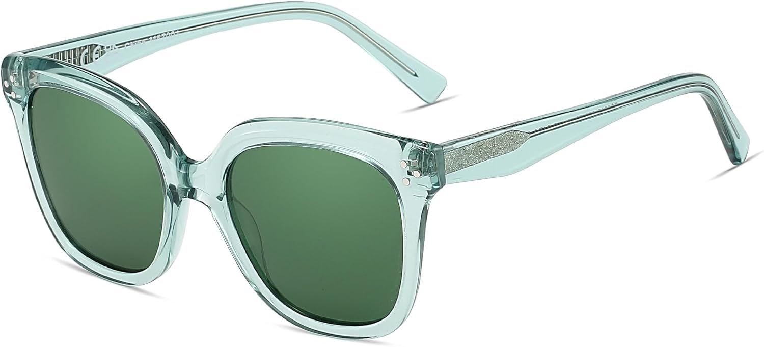 Женские поляризованные солнцезащитные очки ZENOTTIC: квадратные дизайнерские солнцезащитные очки из ацетата — ретро-очки для отдыха с защитой от УФ-излучения UV400, C04 Crystal Green Frame Green Lens
Женские поляризованные солнцезащитные очки ZENOTTIC: квадратные дизайнерские солнцезащитные очки из ацетата — ретро-очки для отдыха с защитой от УФ-излучения UV400, C04 Crystal Green Frame Green Lens