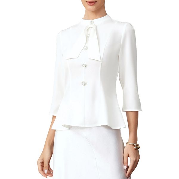 Элегантная блузка для офиса с рукавом 3/4 и воротником-стойкой Inspire Chic, White
Элегантная блузка для офиса с рукавом 3/4 и воротником-стойкой Inspire Chic, White