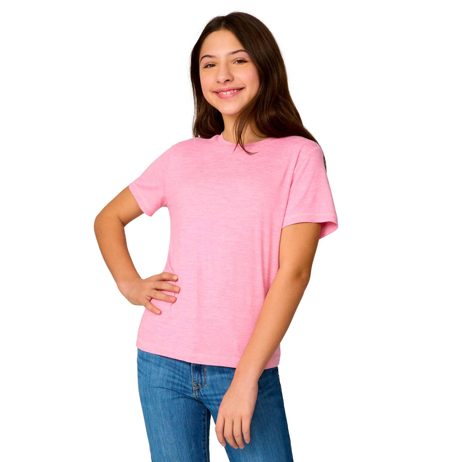 Free Country Girls' Microtech Футболка с круглым вырезом, розовый 
Free Country Girls' Microtech Футболка с круглым вырезом, розовый