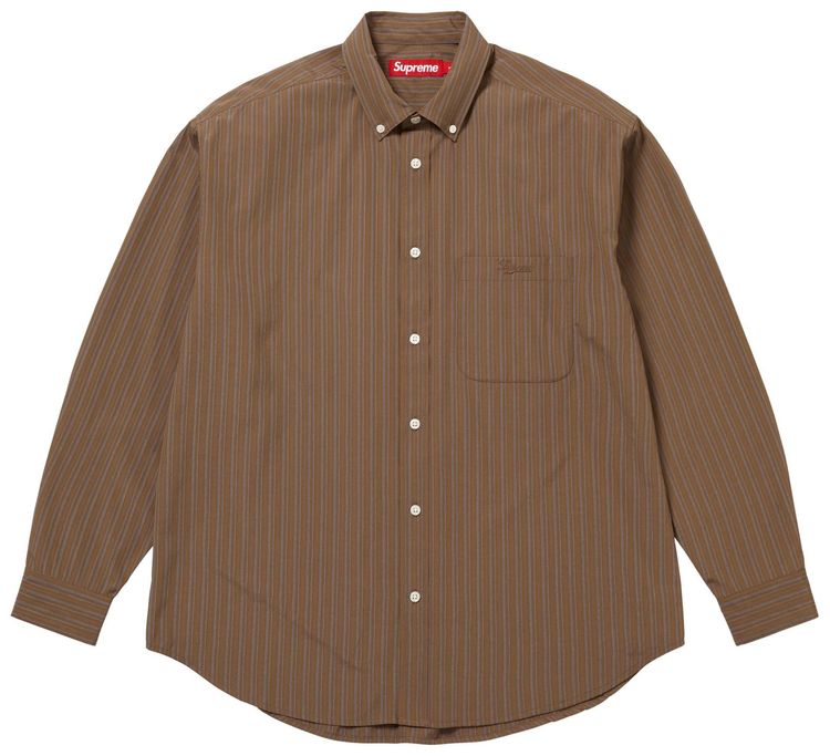 Рубашка Supreme в полоску, коричневая
Рубашка Supreme в полоску, коричневая
