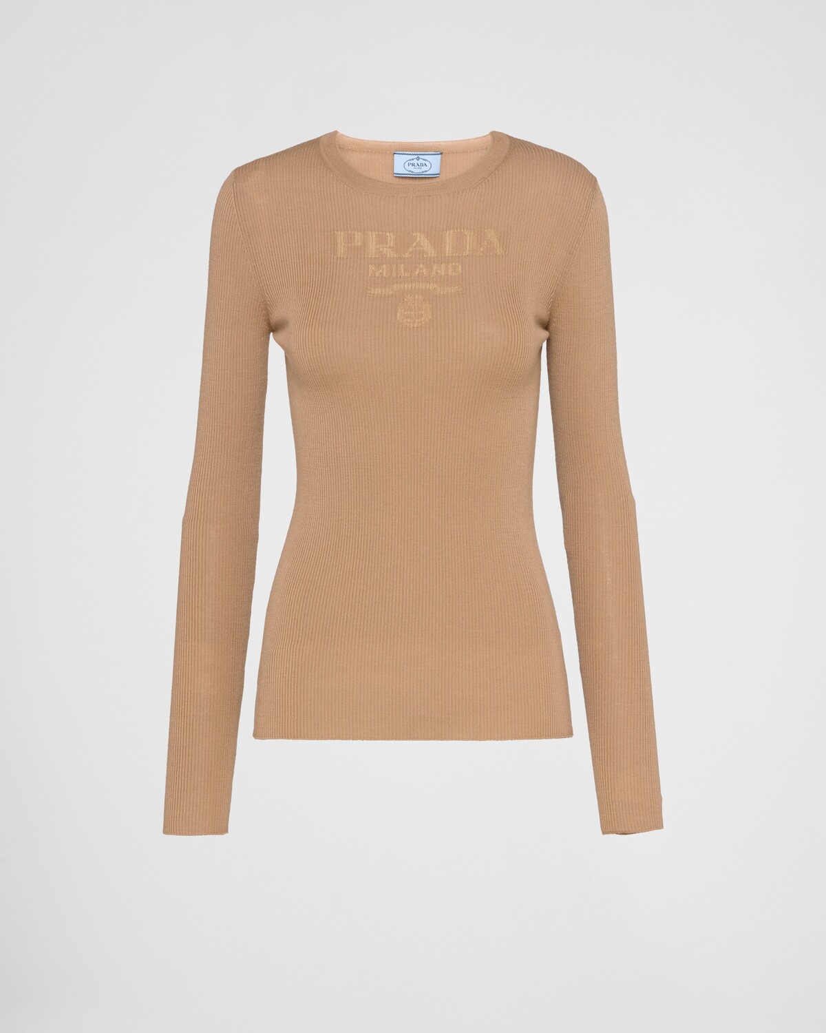 Джемпер с круглым вырезом из сверхтонкой шерсти Prada, коричневый
Джемпер с круглым вырезом из сверхтонкой шерсти Prada, коричневый