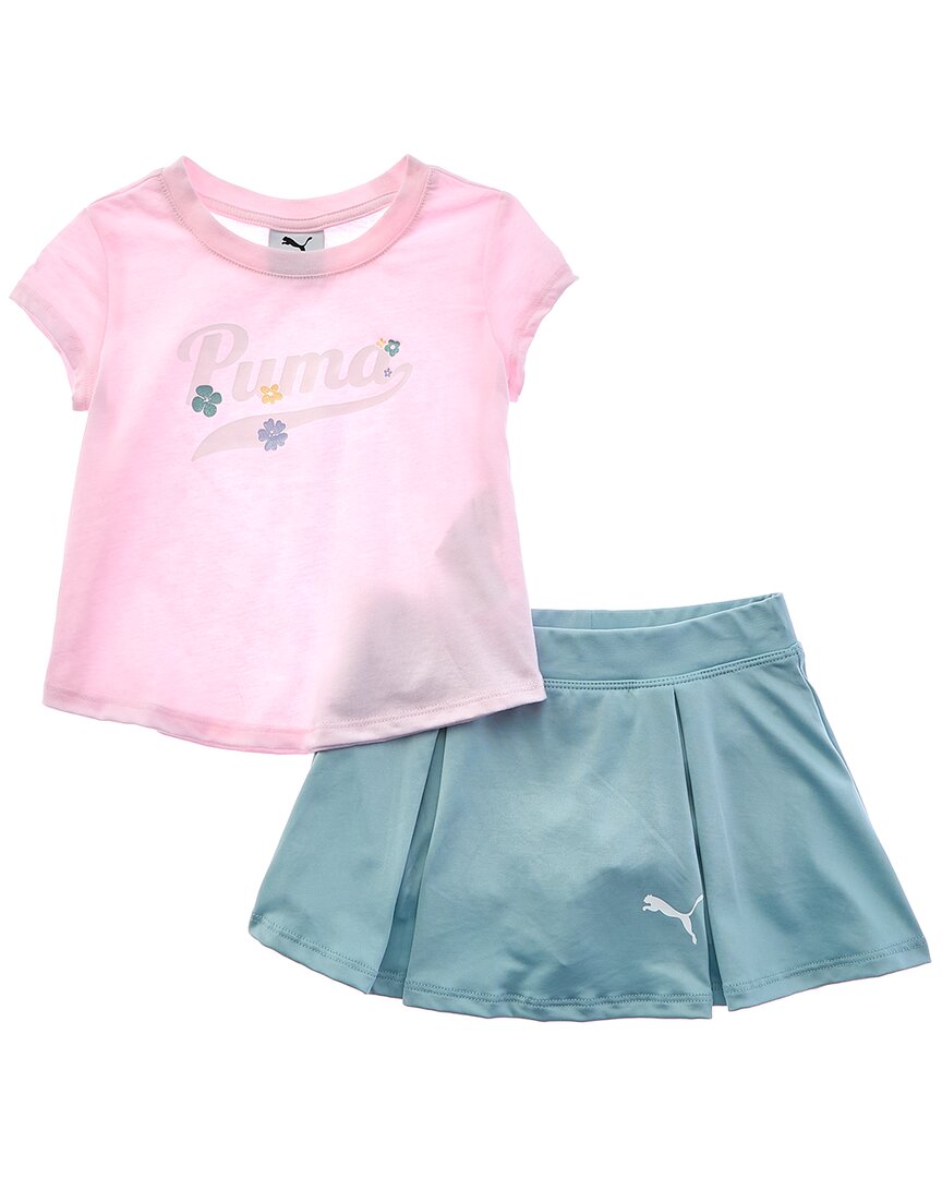 Комплект PUMA из двух предметов: футболка и юбка-шорты, розовый
Комплект PUMA из двух предметов: футболка и юбка-шорты, розовый