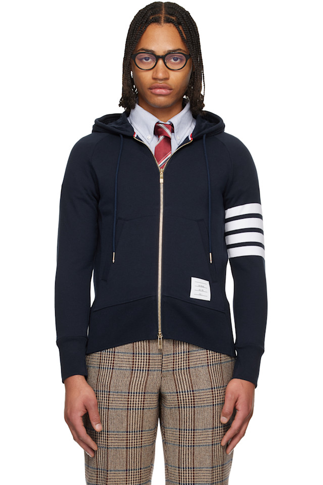 Классическая толстовка с капюшоном и застежкой-молнией на четыре полосы Thom Browne, темно-синий
Классическая толстовка с капюшоном и застежкой-молнией на четыре полосы Thom Browne, темно-синий