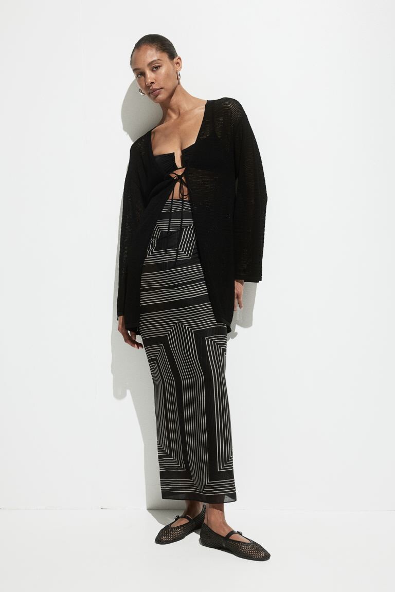 Пляжный кардиган вязки "пуантелле" H&M, черный
Пляжный кардиган вязки "пуантелле" H&M, черный