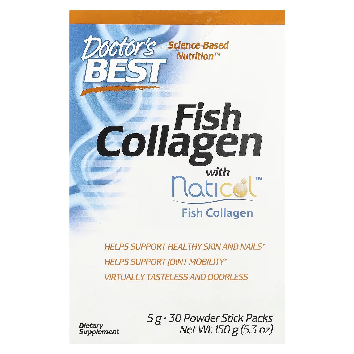Рыбный коллаген с натиколом, 5 г, 30 пакетиков в виде порошка, 5,3 унции (150 г) Doctor's Best
Рыбный коллаген с натиколом, 5 г, 30 пакетиков в виде порошка, 5,3 унции (150 г) Doctor's Best
