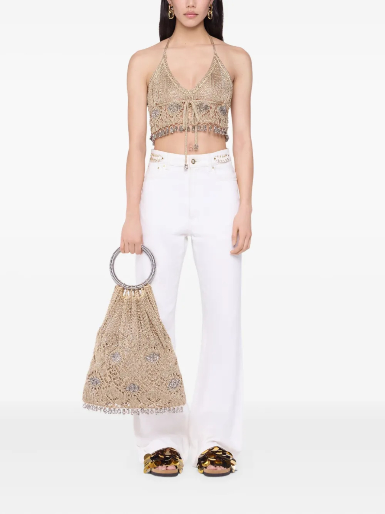 Сумка-тоут Rabanne с бисером и крючком, золотой
Сумка-тоут Rabanne с бисером и крючком, золотой