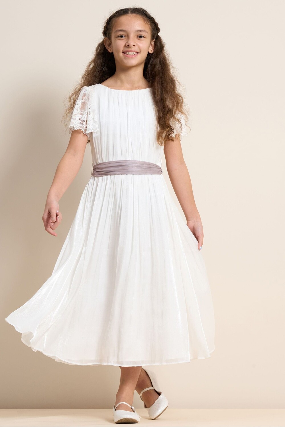 Белое платье макси Aria с кружевными рукавами Angel & Rocket, белый