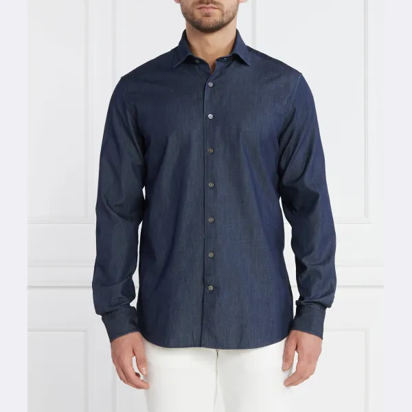 Рубашка из стираного денима классического кроя с вырезами Oscar Jacobson, синий
Рубашка из стираного денима классического кроя с вырезами Oscar Jacobson, синий