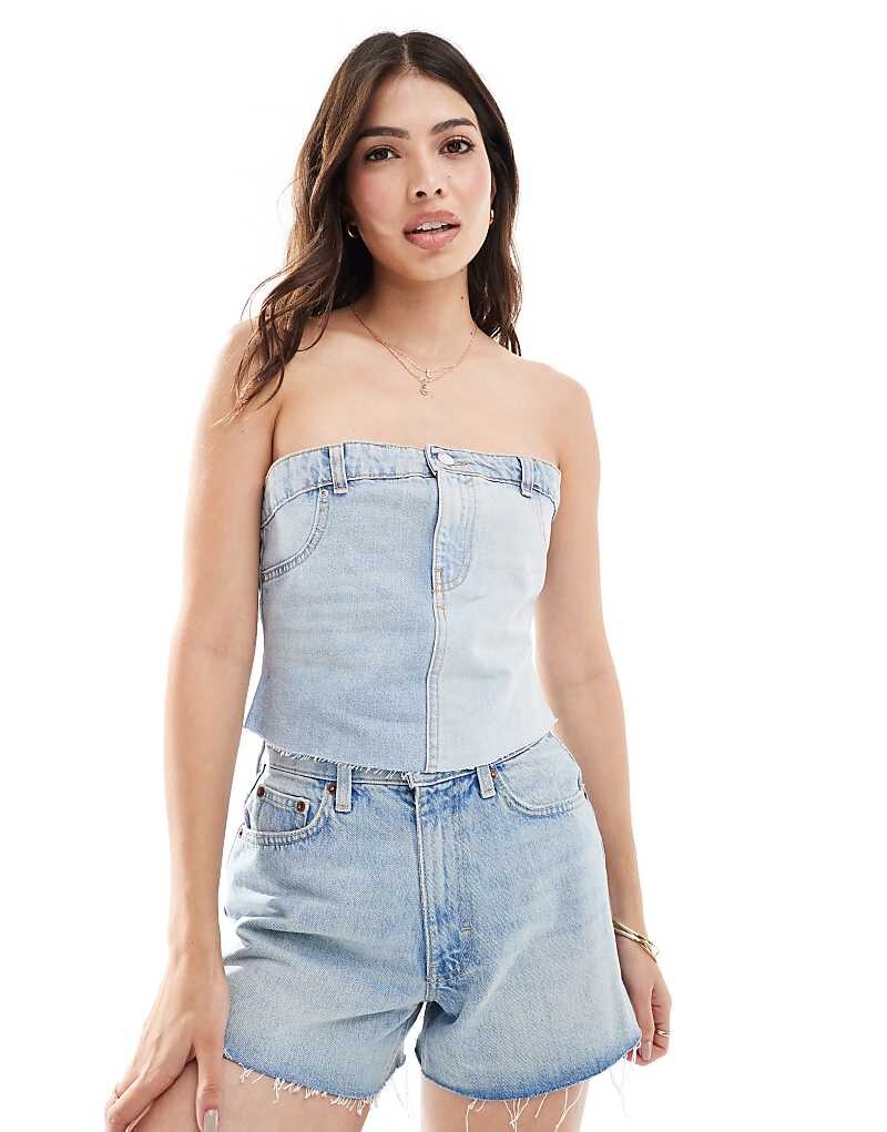 Pull&Bear – корсетный джинсовый топ синего цвета с эффектом потертости и контрастной вставкой
Pull&Bear – корсетный джинсовый топ синего цвета с эффектом потертости и контрастной вставкой
