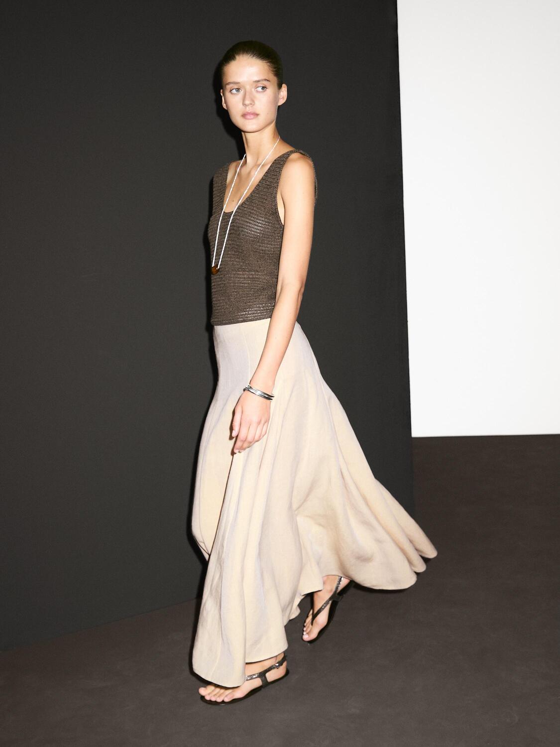 Юбка миди из смесовой льняной ткани с воланами Massimo Dutti, бежевый
Юбка миди из смесовой льняной ткани с воланами Massimo Dutti, бежевый