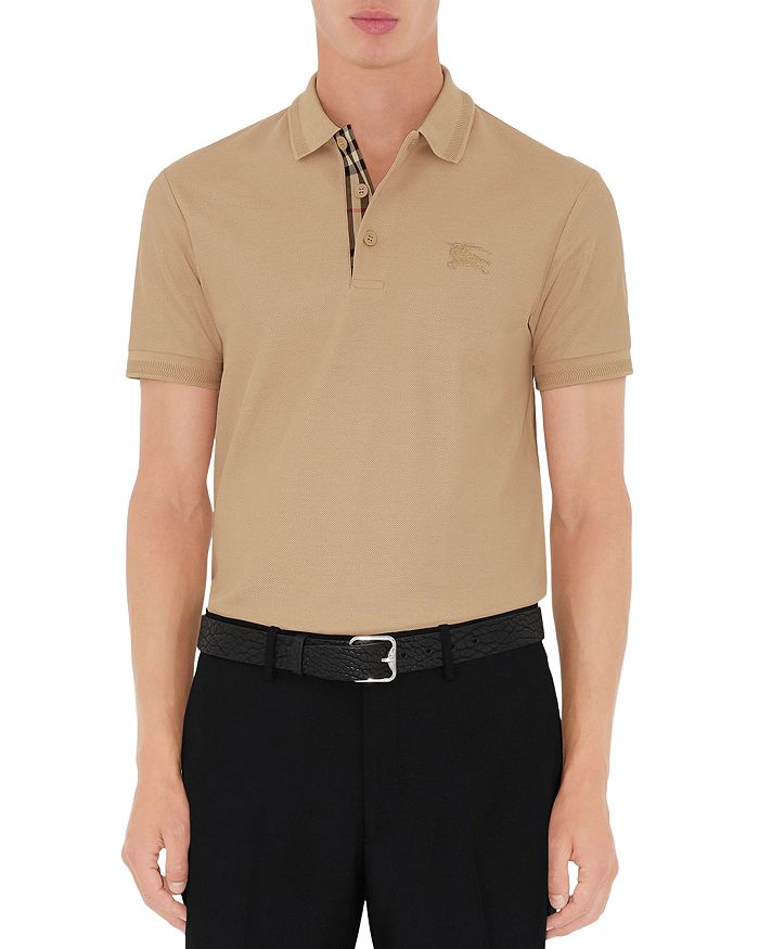 Эдди Хлопковая Пике Поло с Вышитым Всадником и Клетчатой Планкой Узкого Покроя Burberry, коричневый/бежевый 
Эдди Хлопковая Пике Поло с Вышитым Всадником и Клетчатой Планкой Узкого Покроя Burberry, коричневый/бежевый