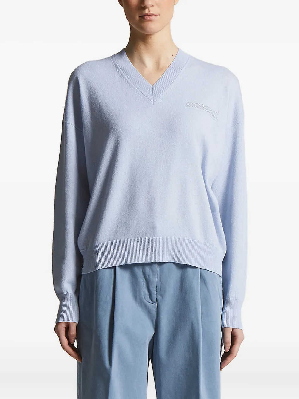 Украшенный свитер с V-образным вырезом Peserico, синий
Украшенный свитер с V-образным вырезом Peserico, синий