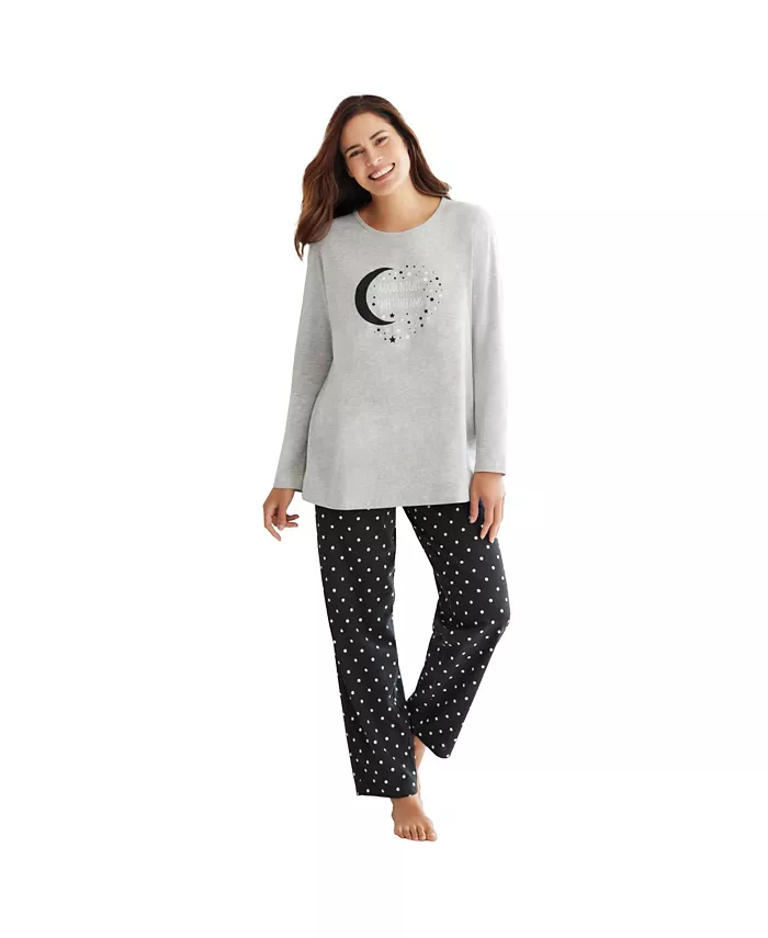 Женский трикотажный пижамный комплект с длинным рукавом Dreams & Co., черный
Женский трикотажный пижамный комплект с длинным рукавом Dreams & Co., черный