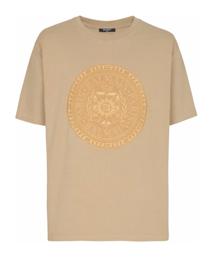 Футболка с вышитым медальоном Balmain, бежевый
Футболка с вышитым медальоном Balmain, бежевый