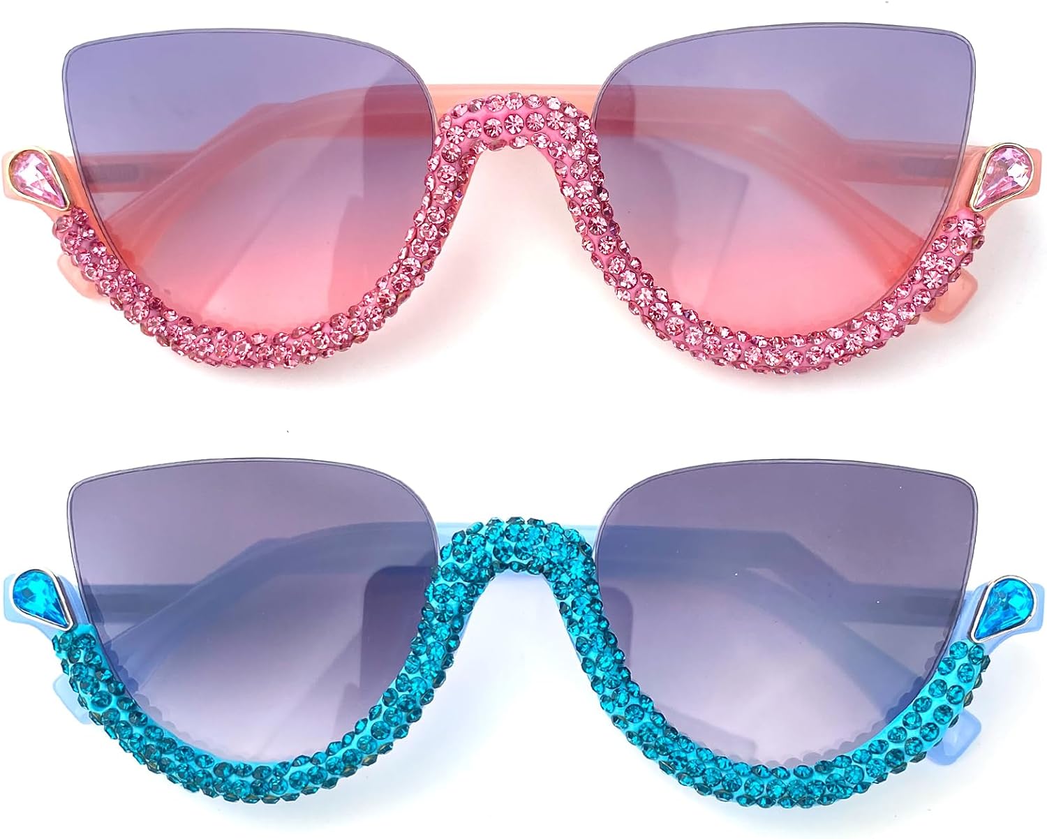 Большие солнцезащитные очки «кошачий глаз» с бриллиантами, женские, в полуободковой оправе, модные солнцезащитные очки со стразами, для летнего отдыха на природе, сверкающие солнцезащитные очки mincl, 2pcs-pink&blue
Большие солнцезащитные очки «кошачий глаз» с бриллиантами, женские, в полуободковой оправе, модные солнцезащитные очки со стразами, для летнего отдыха на природе, сверкающие солнцезащитные очки mincl, 2pcs-pink&blue
