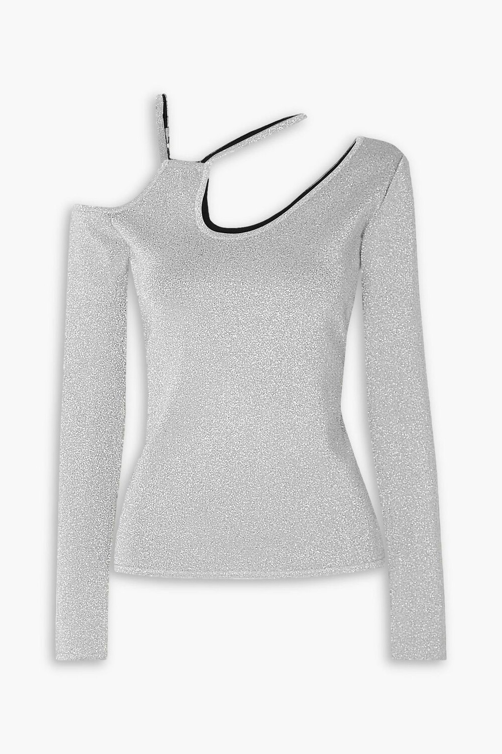Топ эластичной вязки с металлизированным вырезом и вырезом JW ANDERSON, серебряный
Топ эластичной вязки с металлизированным вырезом и вырезом JW ANDERSON, серебряный