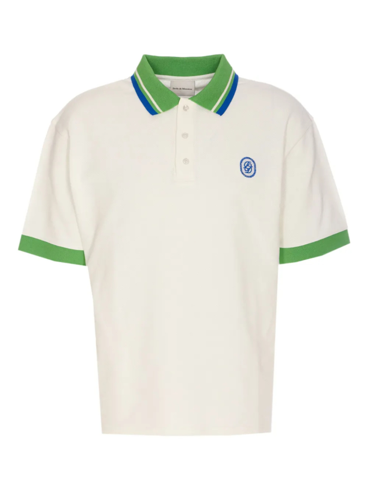 Рубашка поло с контрастным воротником Drôle De Monsieur, белый 
Рубашка поло с контрастным воротником Drôle De Monsieur, белый