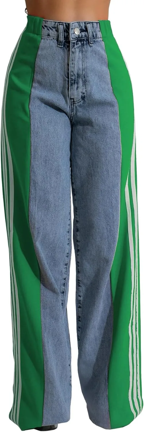 Джинсы MR. R Stripes High Waisted для женщин, цветной блок, широкие
Джинсы MR. R Stripes High Waisted для женщин, цветной блок, широкие