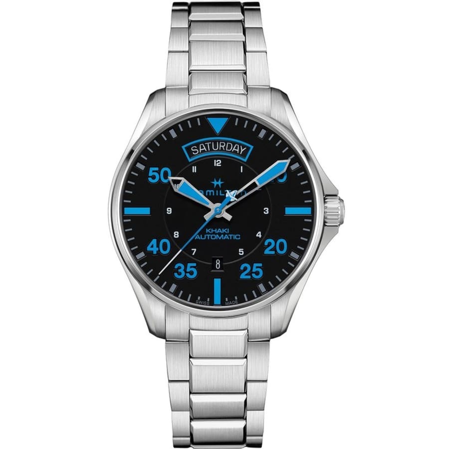 Hamilton Khaki Aviation Pilot Day Date Auto Air Zermatt черные циферблаты из нержавеющей стали мужские часы H64625131
Hamilton Khaki Aviation Pilot Day Date Auto Air Zermatt черные циферблаты из нержавеющей стали мужские часы H64625131