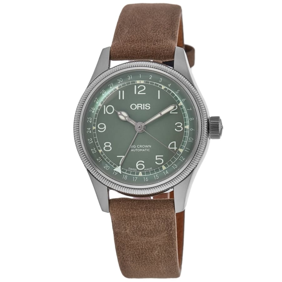 Часы Oris Big Crown Pointer Date с зеленым циферблатом и коричневым кожаным ремешком, унисекс 01 754 7749 4067-07 5 17 68G
Часы Oris Big Crown Pointer Date с зеленым циферблатом и коричневым кожаным ремешком, унисекс 01 754 7749 4067-07 5 17 68G