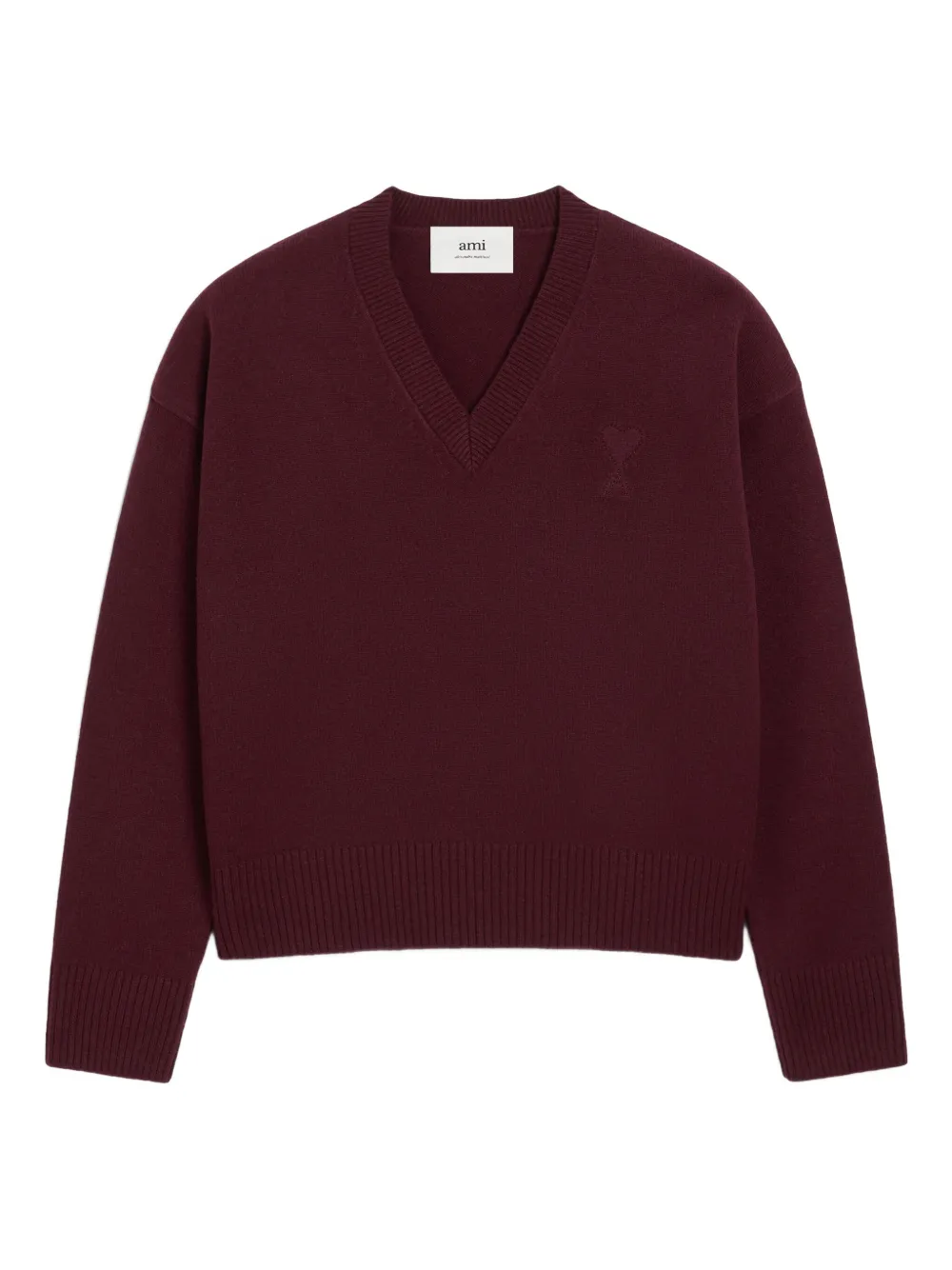 Свитер с V-образным вырезом и монограммой Ami de Coeur AMI Paris, красный
Свитер с V-образным вырезом и монограммой Ami de Coeur AMI Paris, красный