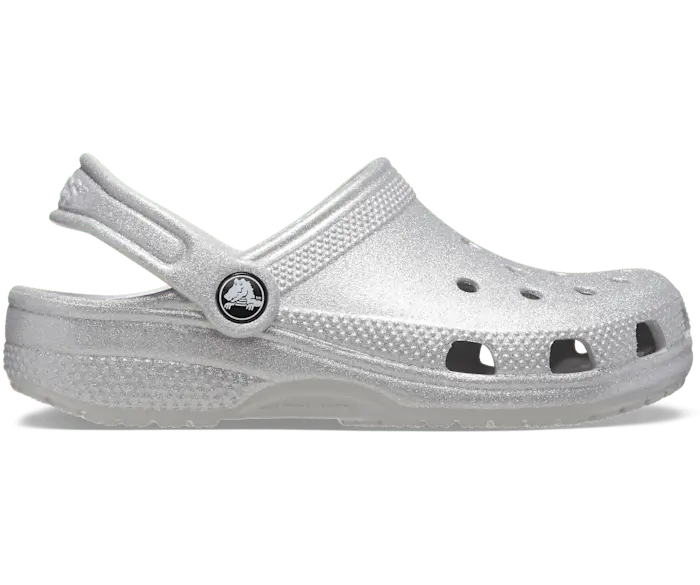 Классические блестящие сабо Crocs для малышей, цвет Silver Glitter
Классические блестящие сабо Crocs для малышей, цвет Silver Glitter