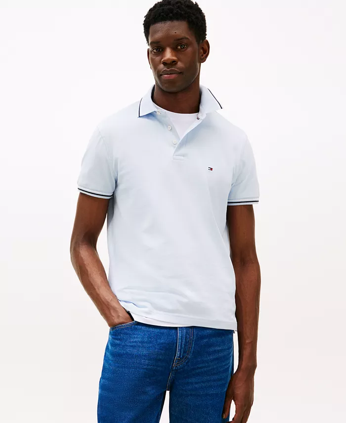 1985 Polo с контрастной отделкой Slim Fit Tommy Hilfiger, синий 
1985 Polo с контрастной отделкой Slim Fit Tommy Hilfiger, синий