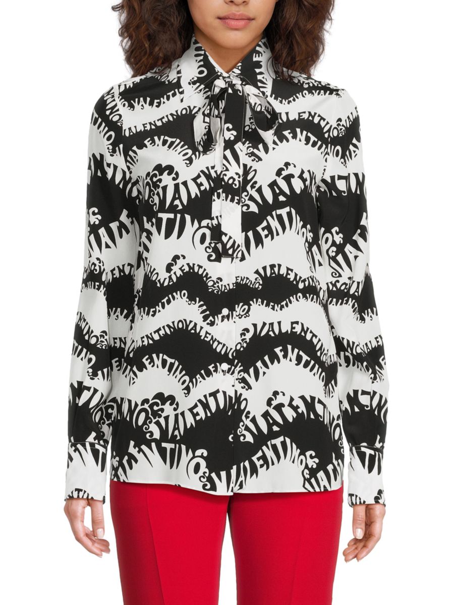 Шелковая рубашка с монограммой Valentino, черный/белый
Шелковая рубашка с монограммой Valentino, черный/белый